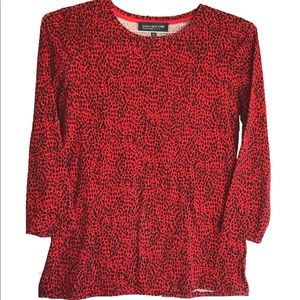 Jones New York Petite Top Red Leopard Print M [CW]